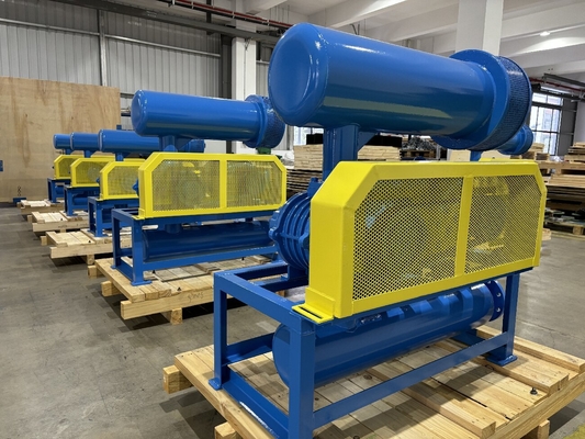 DN200 30-132 kw 10-80 kpa Soplador de lóbulos rotativos Roots Enfriamiento por aire Color azul