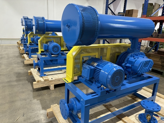 DN200 30-132 kw 10-80 kpa Soplador de lóbulos rotativos Roots Enfriamiento por aire Color azul