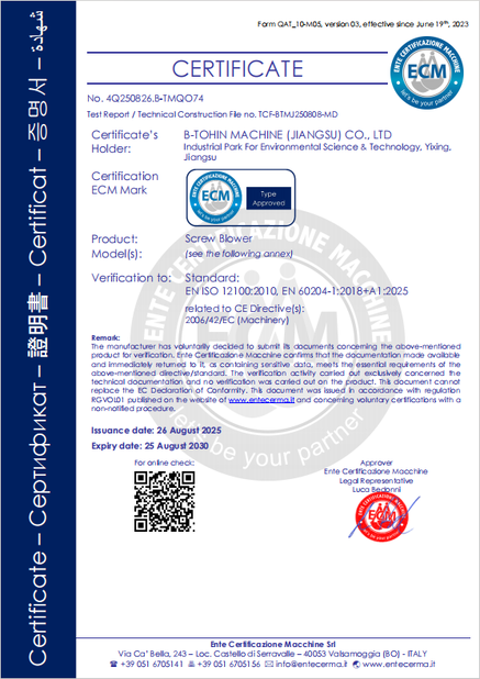 China B-Tohin Machine (Jiangsu) Co., Ltd. certificaciones